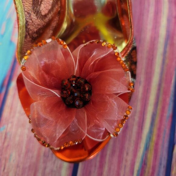 Italina Red and Gold Leopard Print Heels - Picture 12 of 16